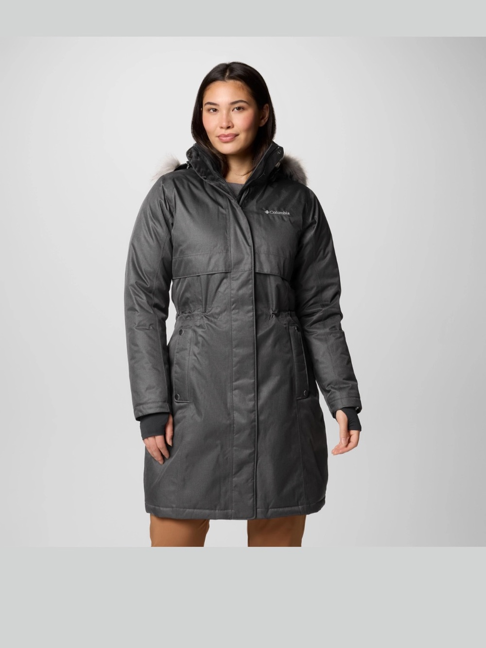 Columbia Women's Grey/Black Apres Arson II Hooded Long Coat